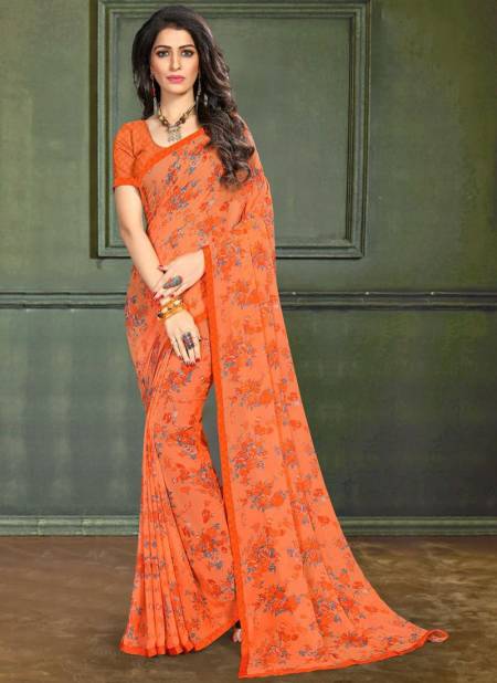 Orange Colour Nimayaa Hits Ruchi Sarees New latest Printed Daily Wear Georgette Saree Collection 2505 E